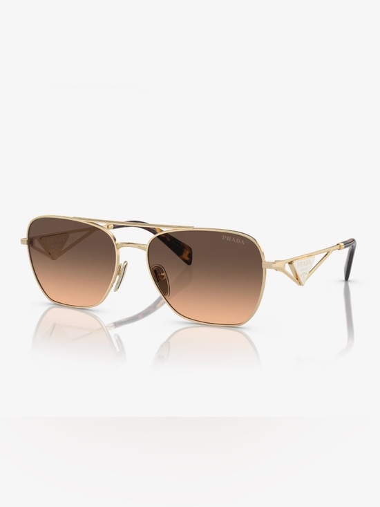 Prada Gold Frame Brown Gradient Aviator Sunglasses main image 5